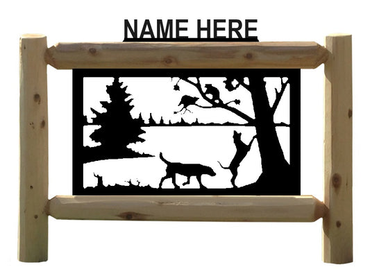 Personalized Dog Hunting Cedar Log Outdoor Sign