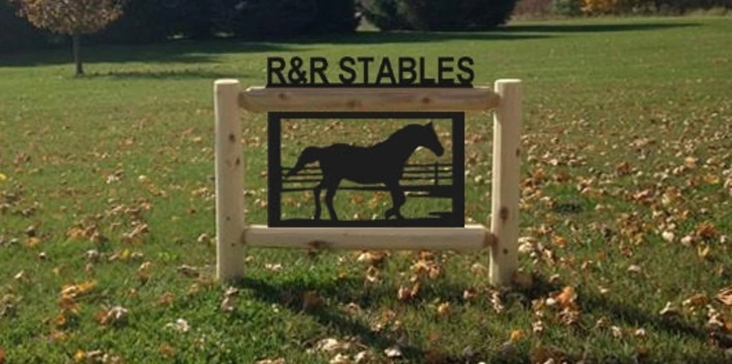 Personalized Horse Cedar Log Outdoor Sign