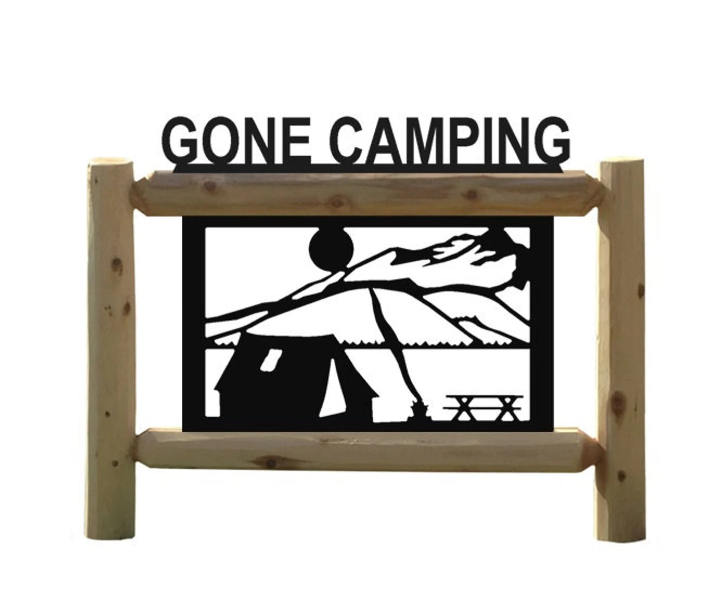 Personalized Camping Cedar Log Outdoor Sign