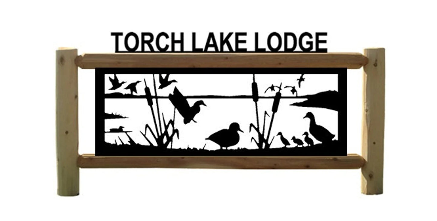 Personalized Ducks Wildlife Cedar Log Outdoor Sign