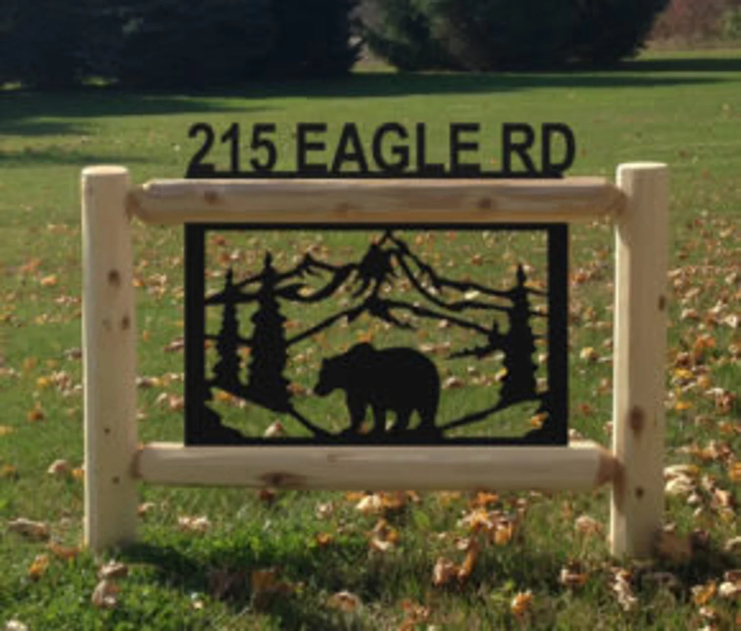 Personalized Bear Cedar Log Outdoor Sign