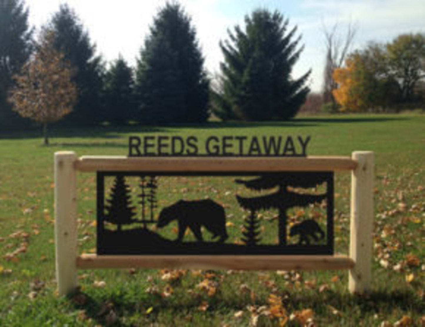 Personalized Bear Cedar Log Outdoor Sign