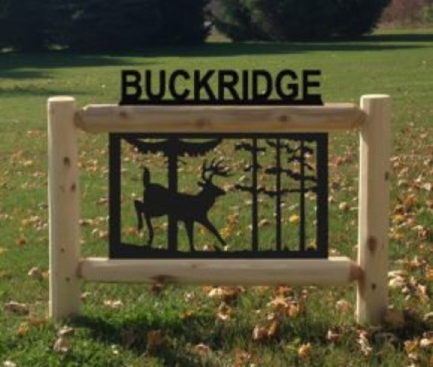 Personalized Whitetail Deer Cedar Log Outdoor Sign