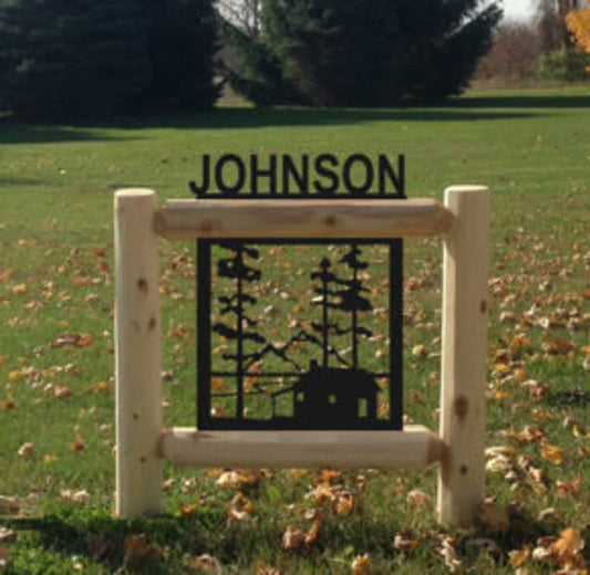 Personalized Cabin Cedar Log Outdoor Sign