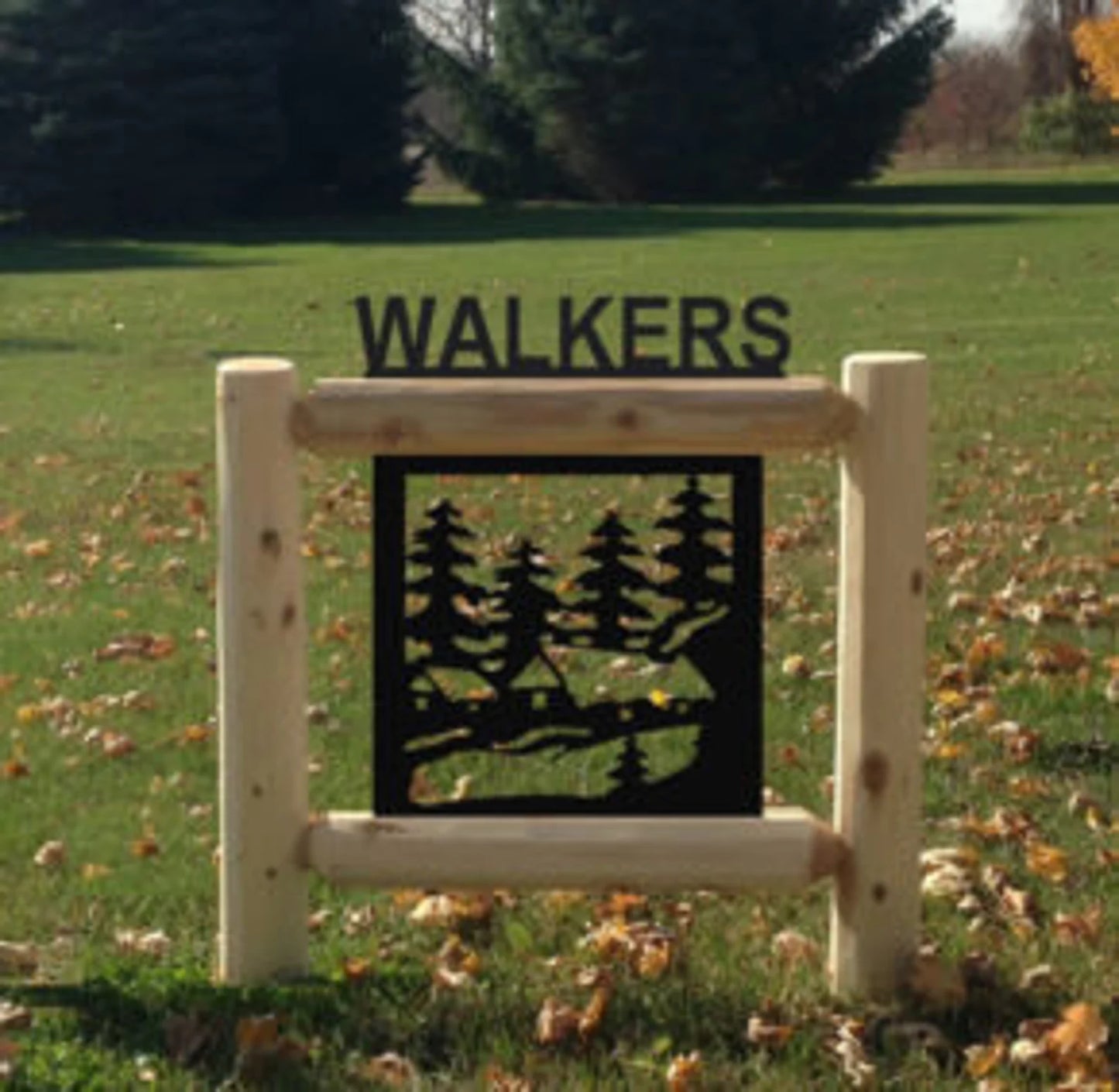 Personalized Cabin Cedar Log Outdoor Sign