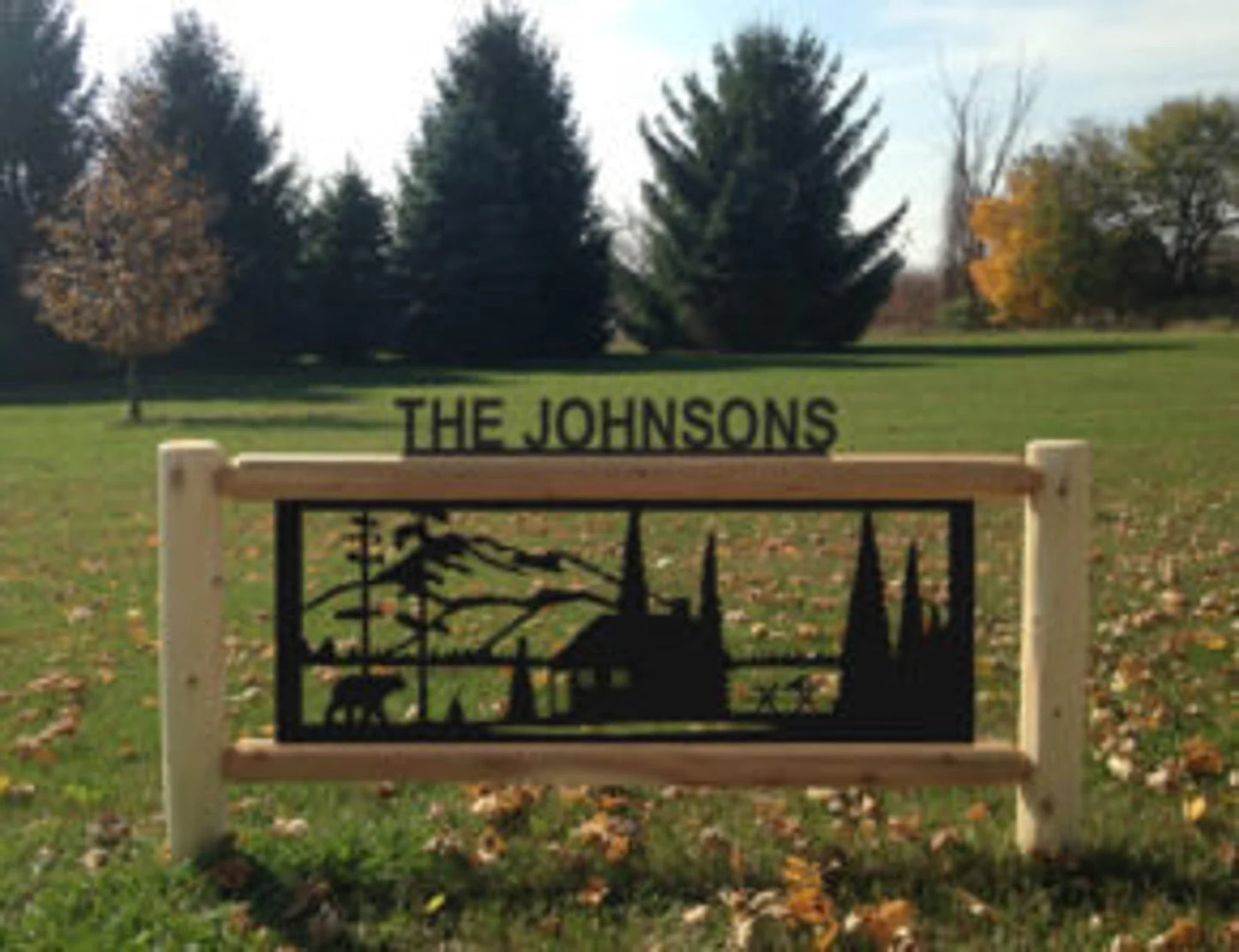 Personalized Cabin Cedar Log Outdoor Sign