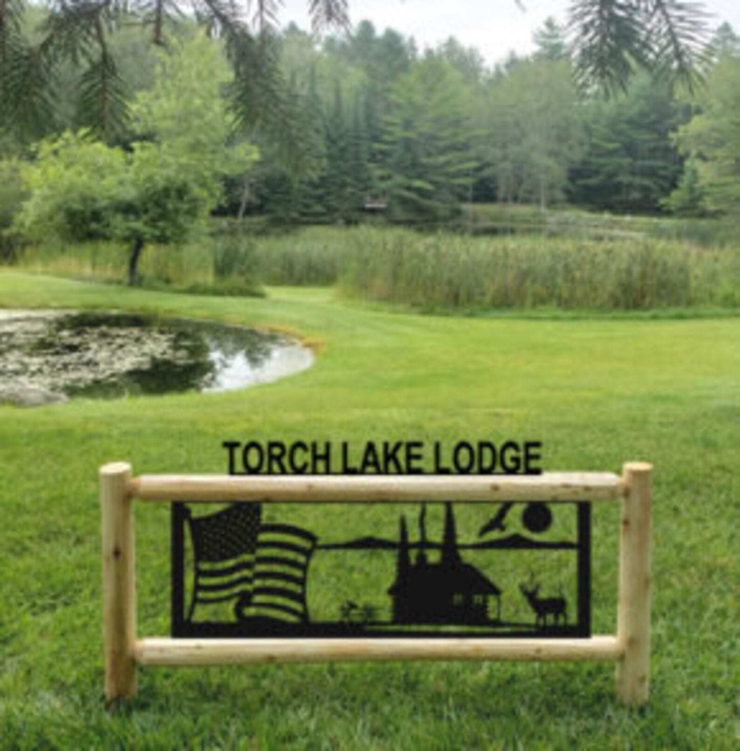 Personalized Cabin Cedar Log Outdoor Sign