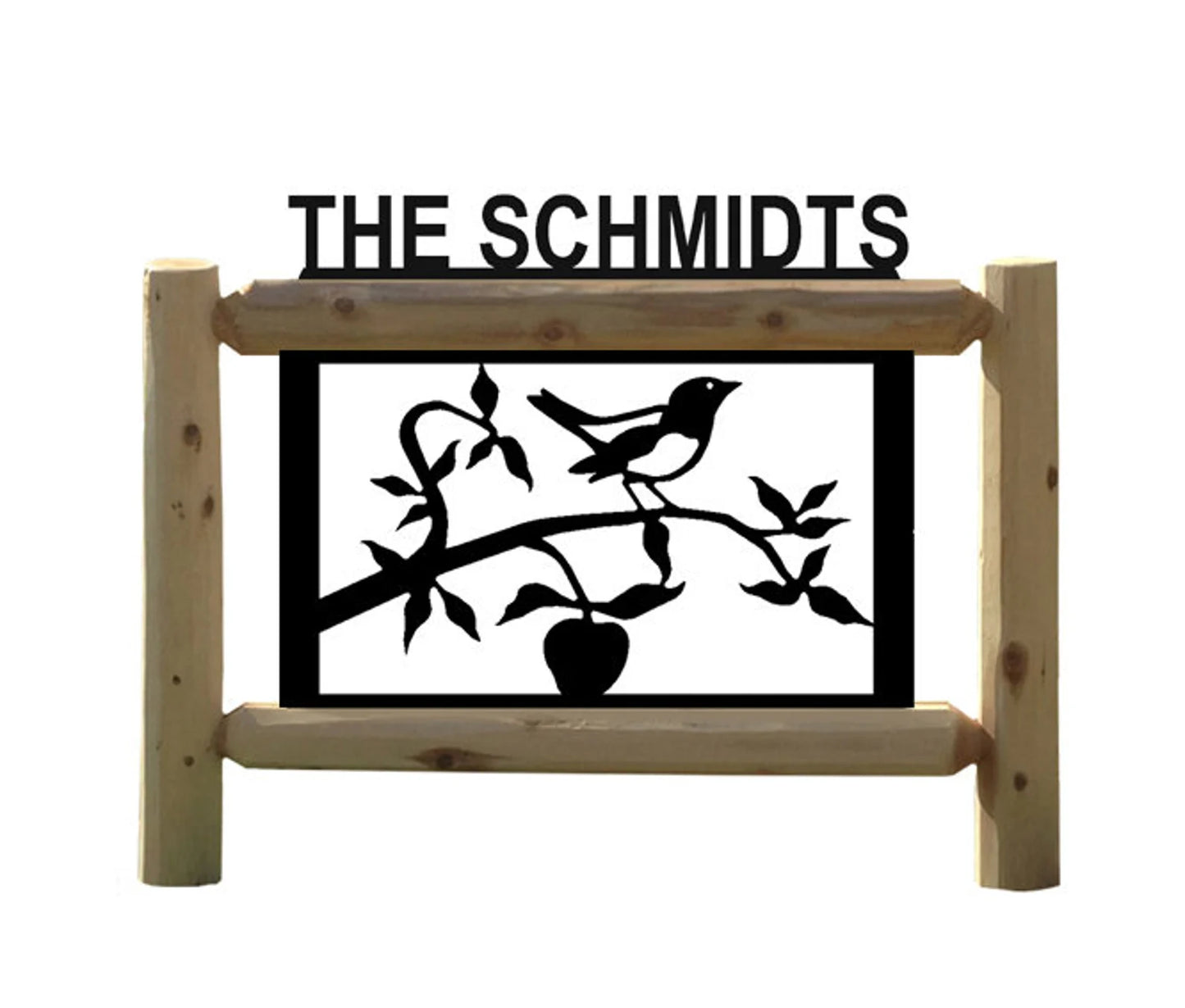 Personalized Bird Wildlife Cedar Log Outdoor Sign