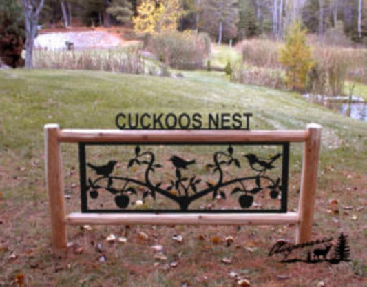 Personalized Bird Wildlife Cedar Log Outdoor Sign