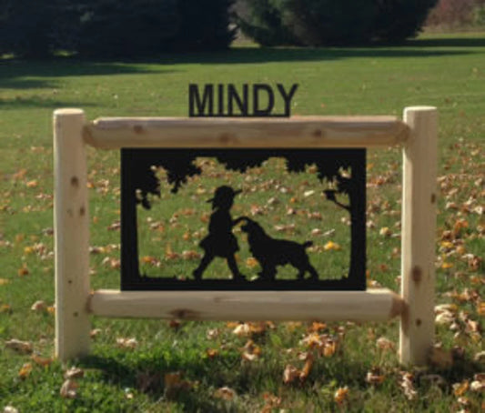 Personalized Dog Wildlife Cedar Log Outdoor Sign