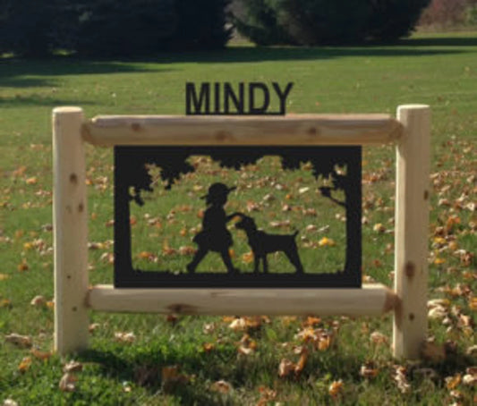 Personalized Dog Wildlife Cedar Log Outdoor Sign