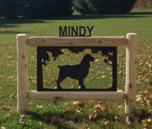 Personalized Dog Wildlife Cedar Log Outdoor Sign