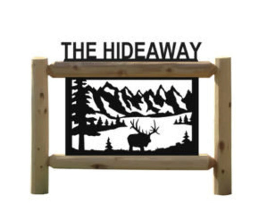 Personalized Elk Cedar Log Outdoor Sign