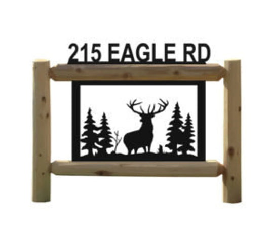 Personalized Elk Cedar Log Outdoor Sign