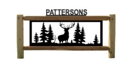 Personalized Elk Wildlife Cedar Log Outdoor Sign