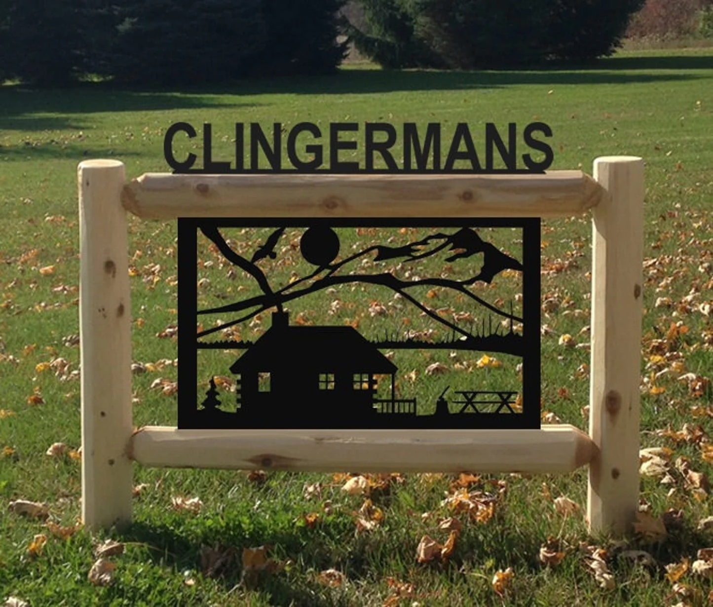 Personalized Cabin Cedar Log Outdoor Sign