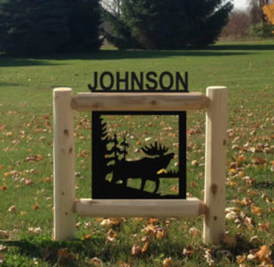 Personalized Moose Cedar Log Outdoor Sign