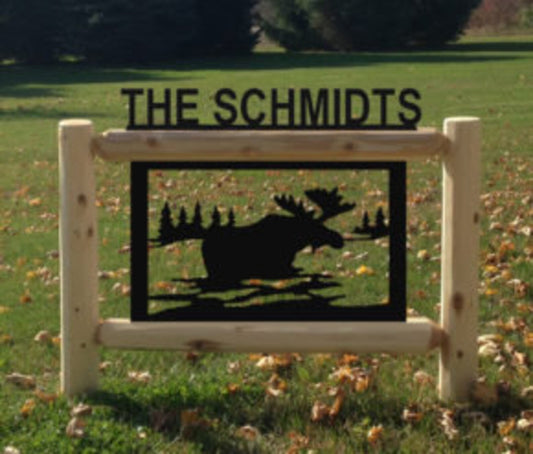 Personalized Moose Cedar Log Outdoor Sign