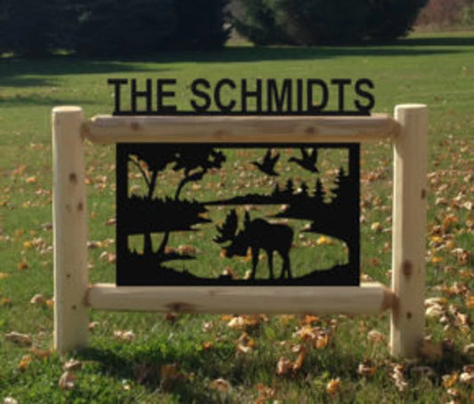 Personalized Moose Cedar Log Outdoor Sign