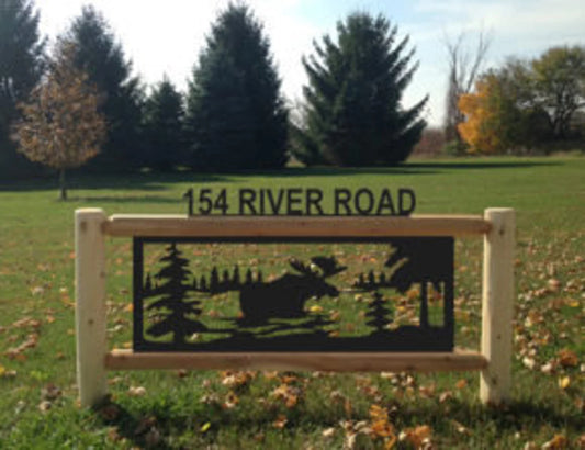 Personalized Moose Cedar Log Outdoor Sign Decor