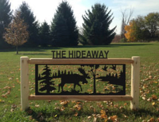 Personalized Moose Cedar Log Outdoor Sign Decor