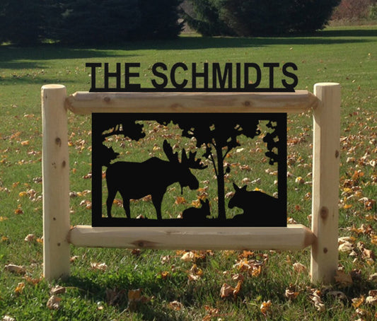 Personalized Moose Cedar Log Outdoor Sign