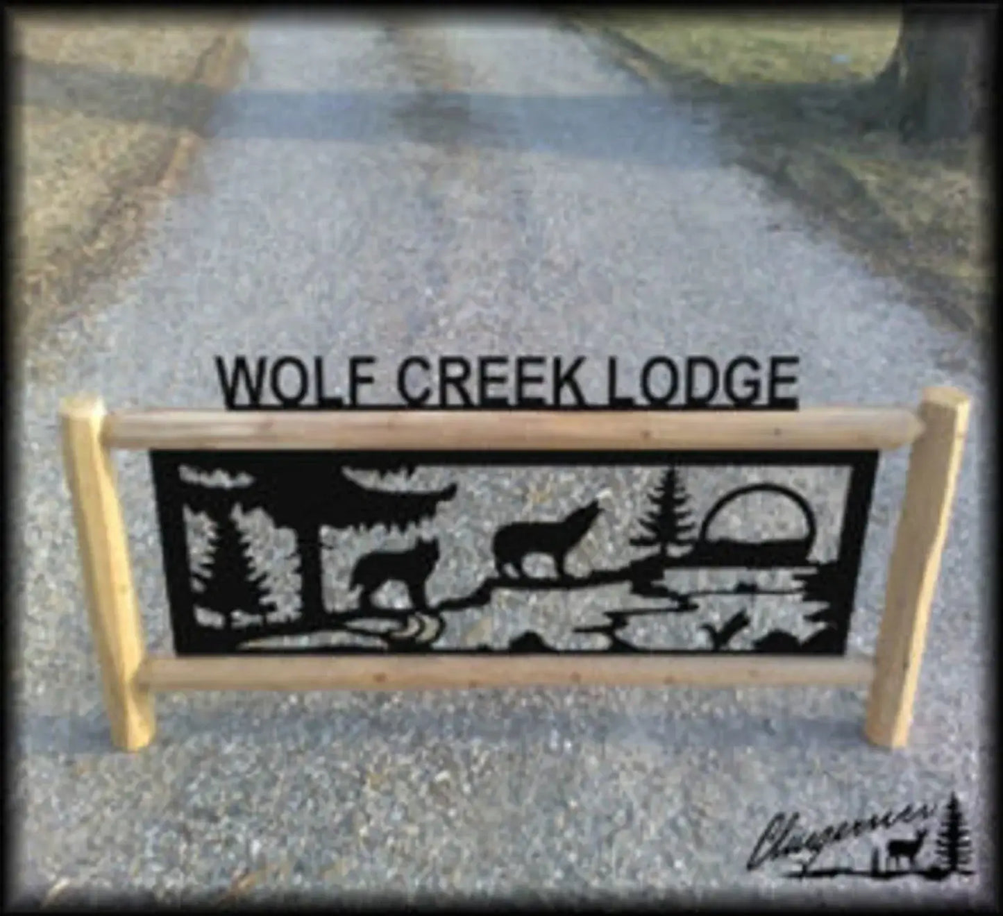 Personalized Wolf Cedar Log Outdoor Sign Decor 50