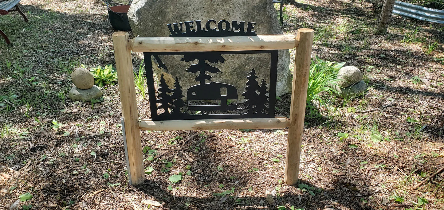 SALE Personalized Camping Cedar Log Outdoor Sign