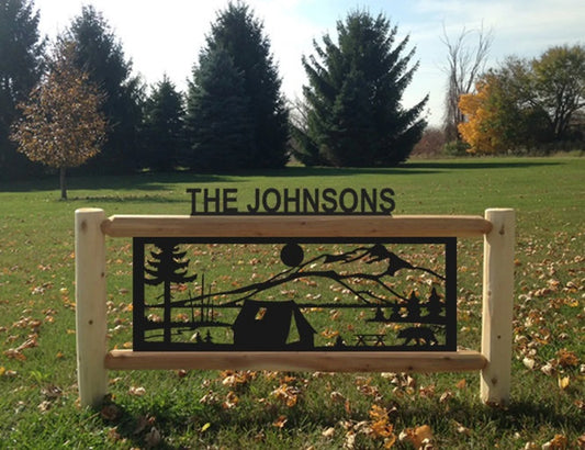 Personalized Bear Cedar Log Outdoor Sign