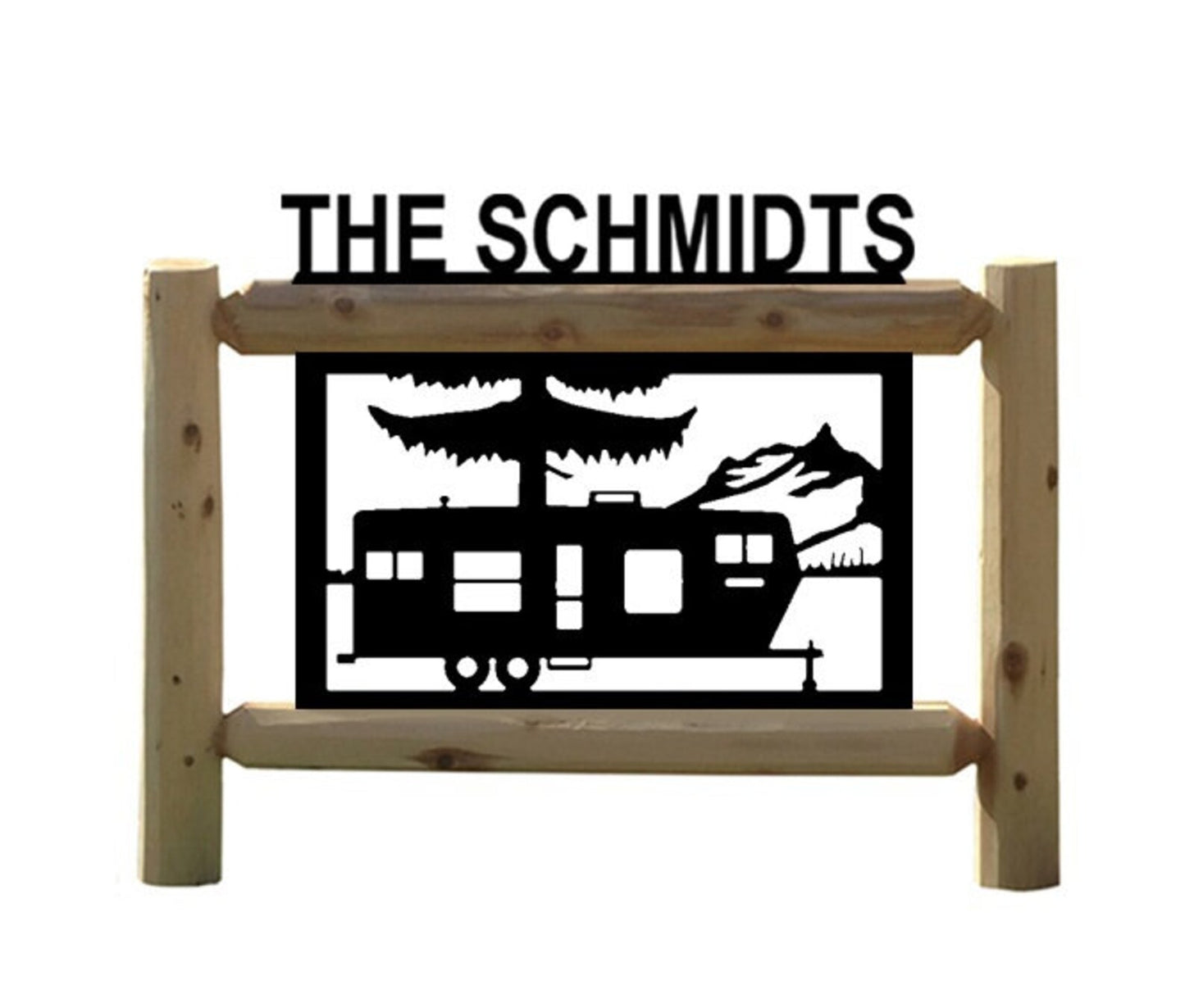 Personalized Camping Cedar Log Outdoor Sign