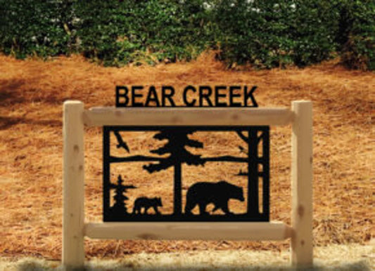 Personalized Bear Cedar Log Outdoor Sign