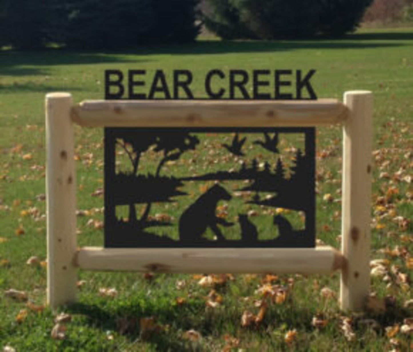 Personalized Bear Cedar Log Outdoor Sign