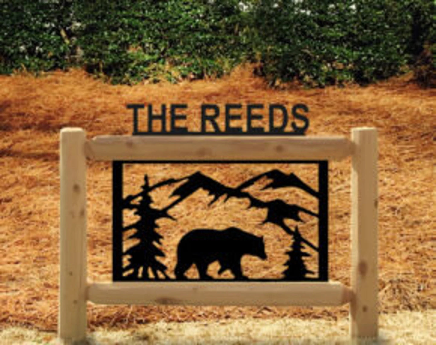 Personalized Bear Cedar Log Outdoor Sign