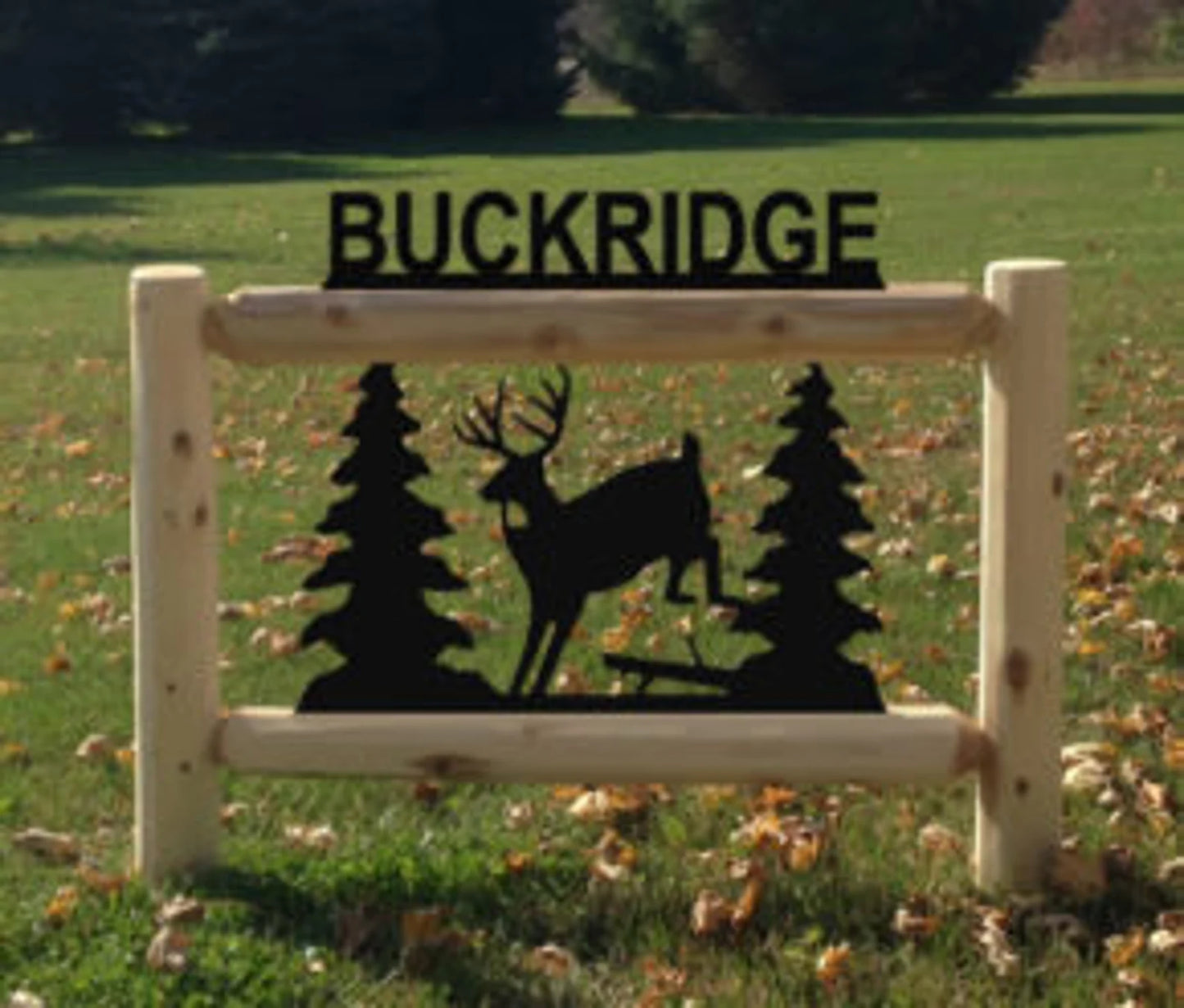 Personalized Whitetail Deer Cedar Log Outdoor Sign