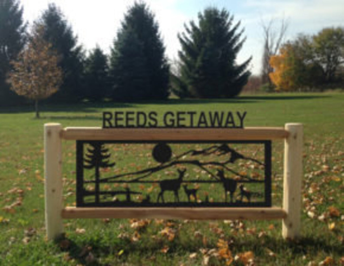 Personalized Whitetail Deer Cedar Log Outdoor Sign