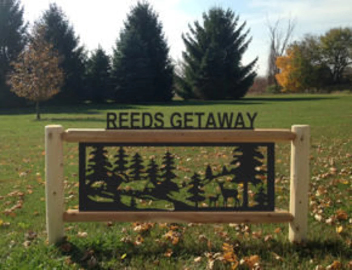 Personalized Whitetail Deer Cedar Log Outdoor Sign