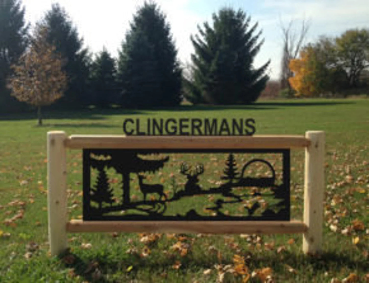 Personalized Whitetail Deer Cedar Log Outdoor Sign