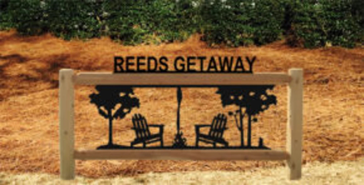 Personalized Campfire Cedar Log Outdoor Sign with Two Trees