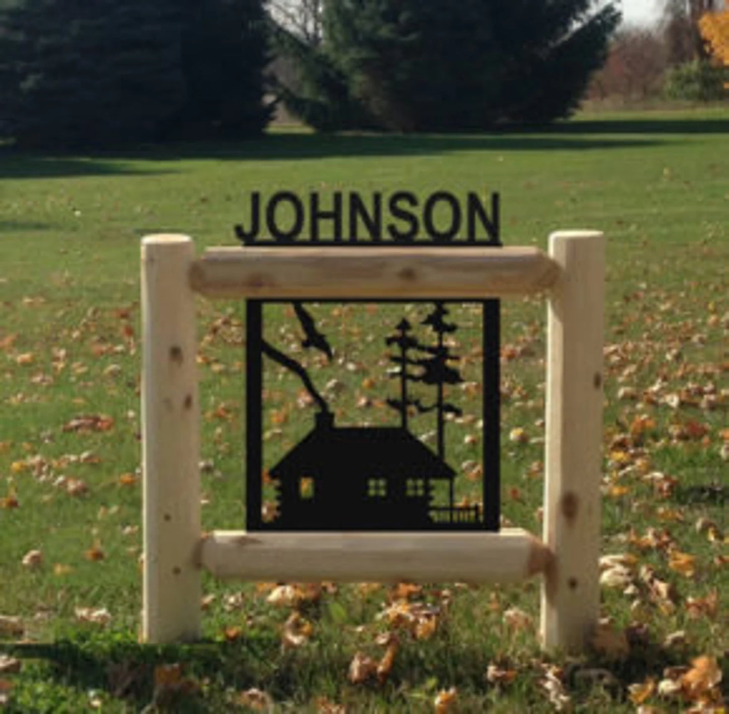 Personalized Cabin Cedar Log Outdoor Sign