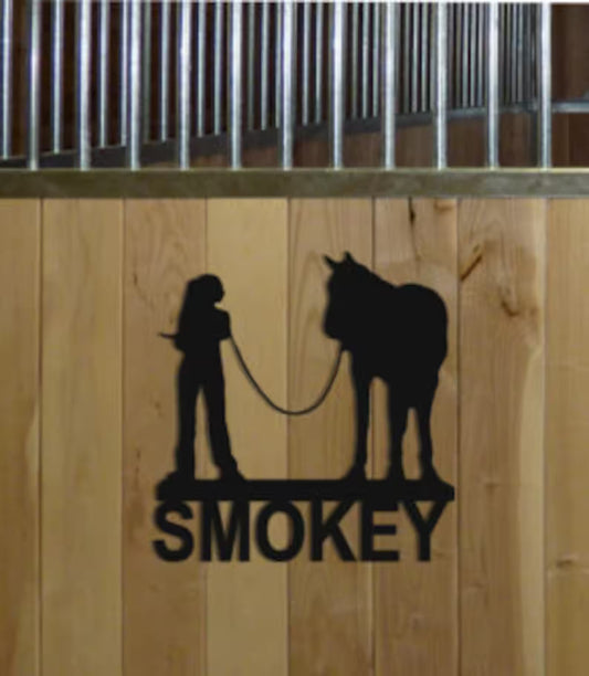 Personalized Cowgirl Horse Stall Sign and Wall Hangings