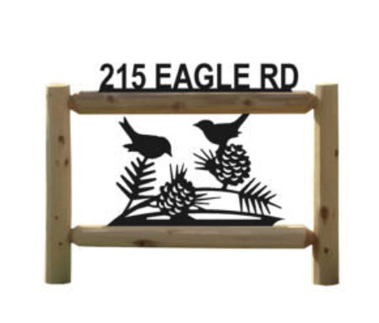 Personalized Bird Wildlife Cedar Log Outdoor Sign