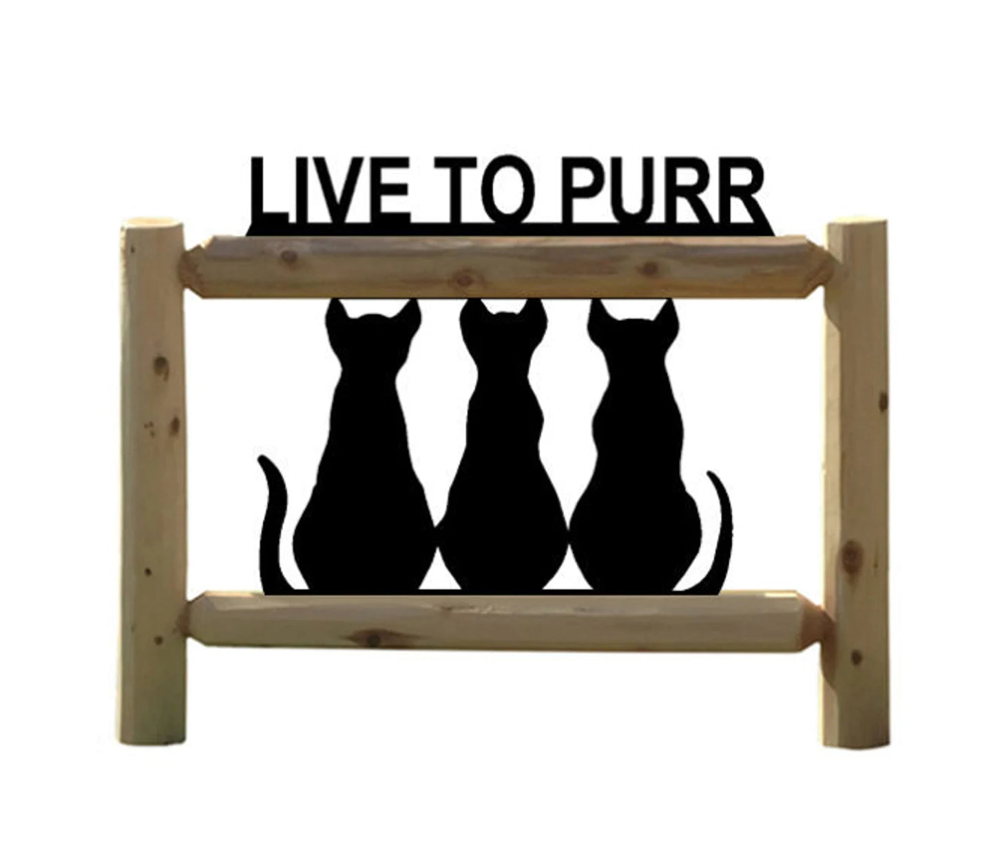 Personalized Cats Cedar Log Outdoor Sign