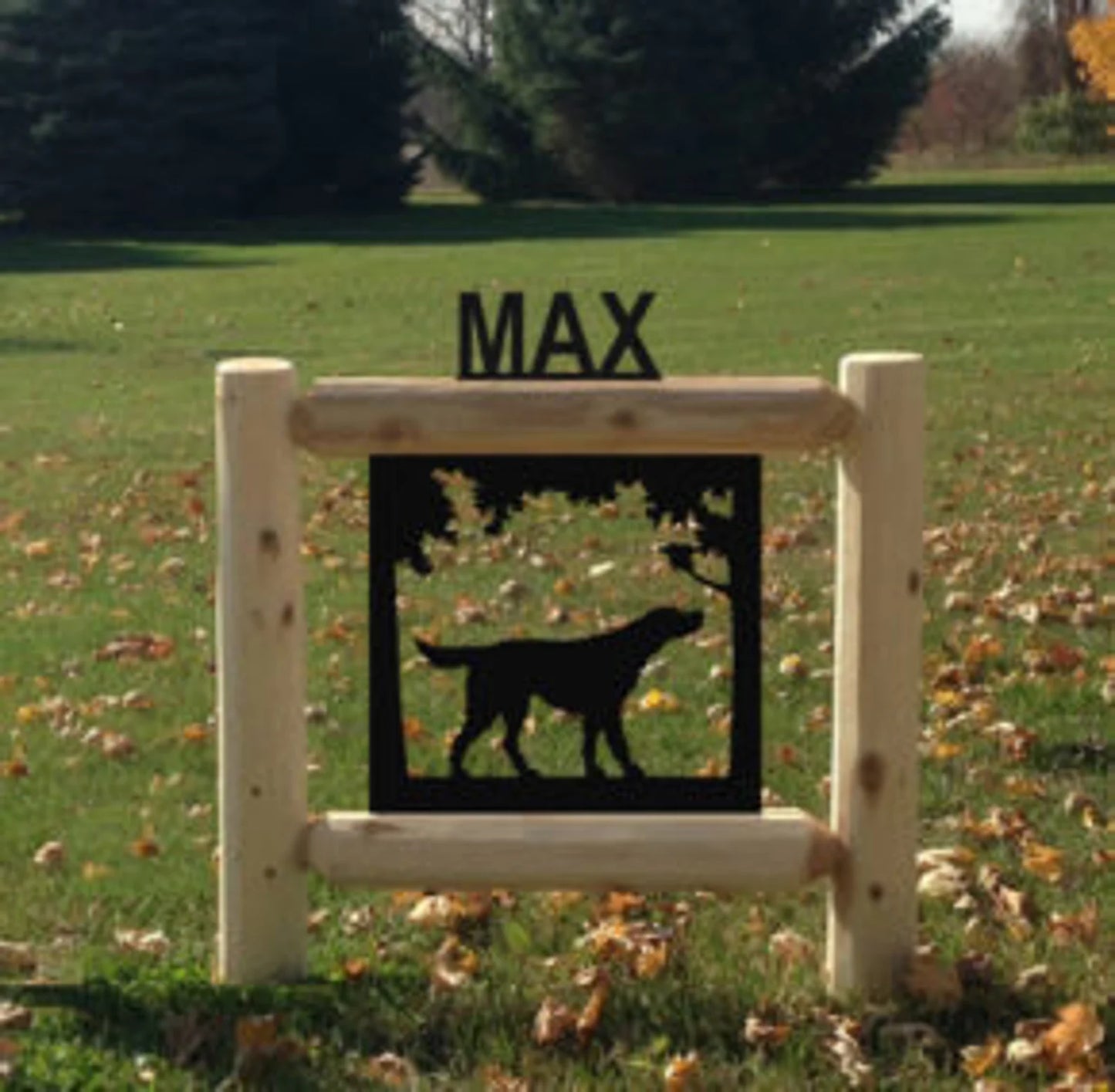 Personalized Dogs Wildlife Cedar Log Outdoor Sign