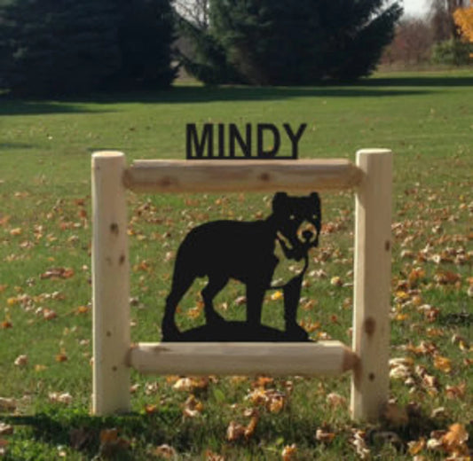 Personalized Dogs Wildlife Cedar Log Outdoor Sign