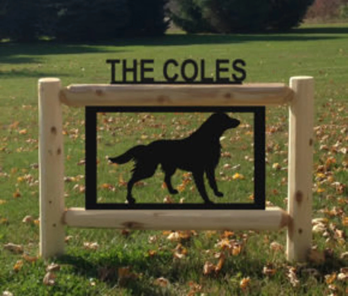 Personalized Dog Wildlife Cedar Log Outdoor Sign