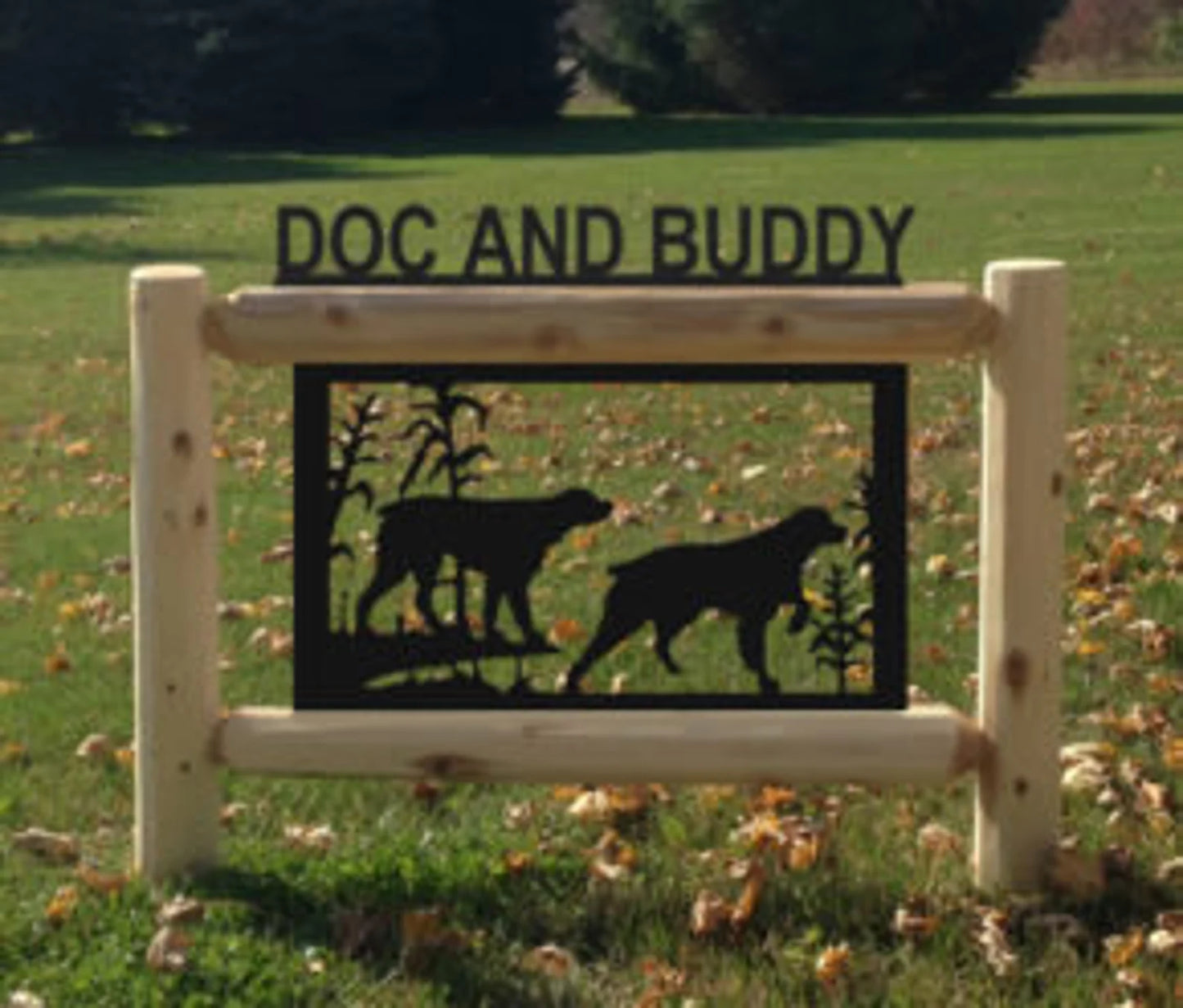 Personalized Dog Wildlife Cedar Log Outdoor Sign