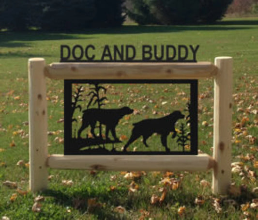 Personalized Dog Wildlife Cedar Log Outdoor Sign