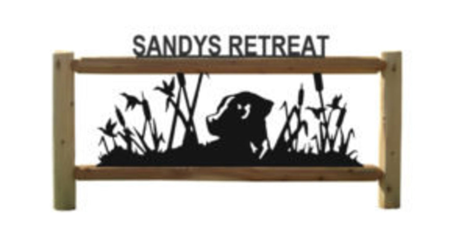 Personalized Hunting Dog Cedar Log Outdoor Sign