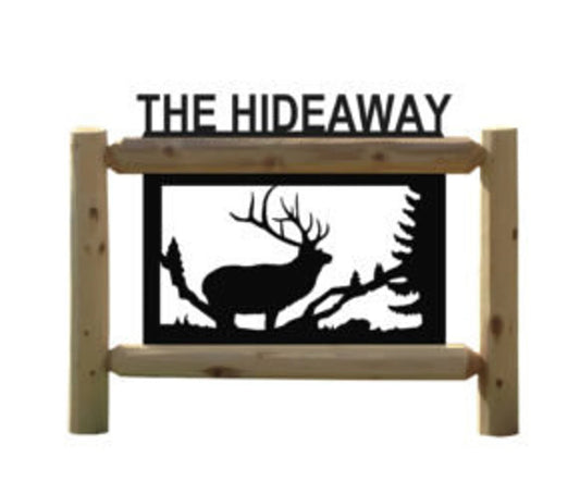 Personalized Elk Cedar Log Outdoor Sign