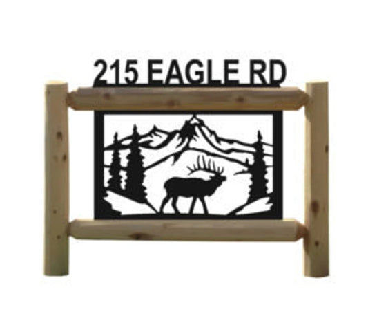 Personalized Elk Cedar Log Outdoor Sign